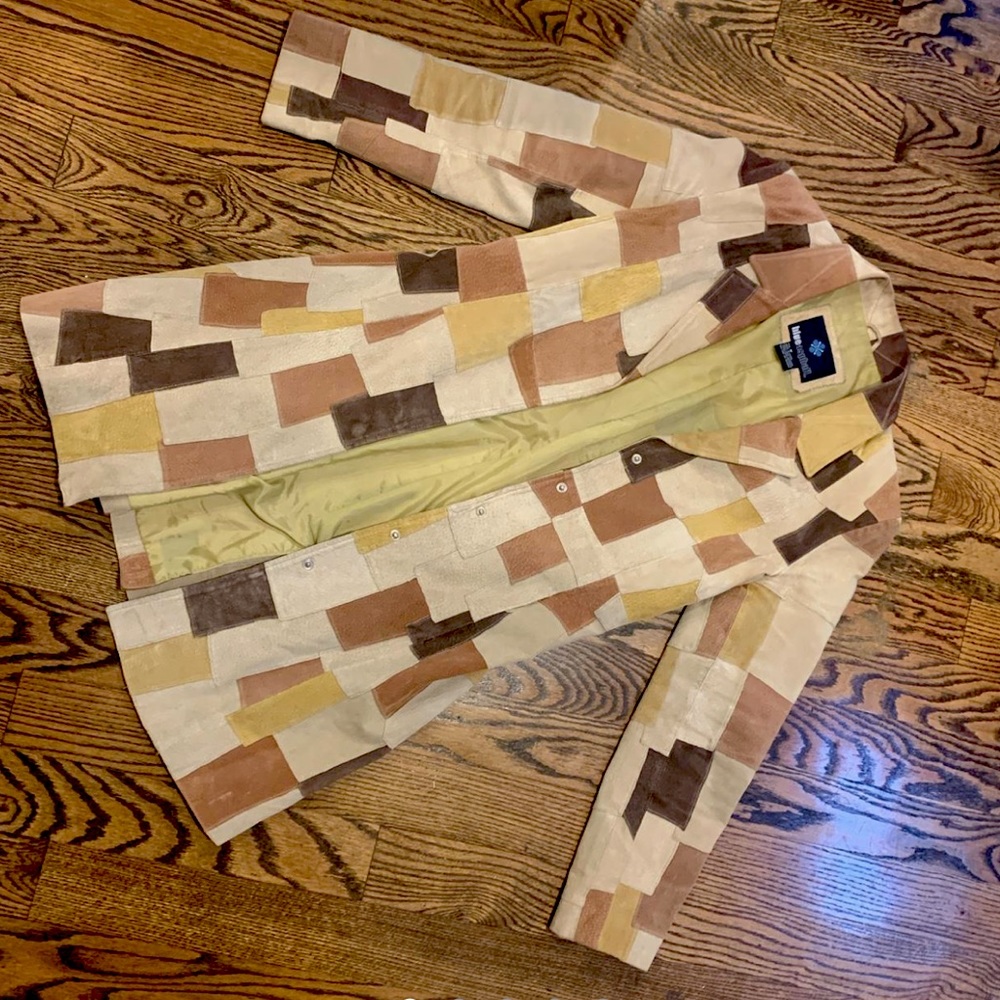 Y2K 90s classic brown patchwork jacket